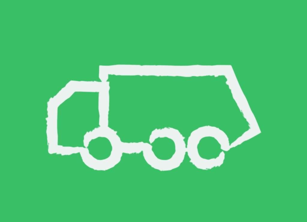 Kuvassa piirrosjäteauto.