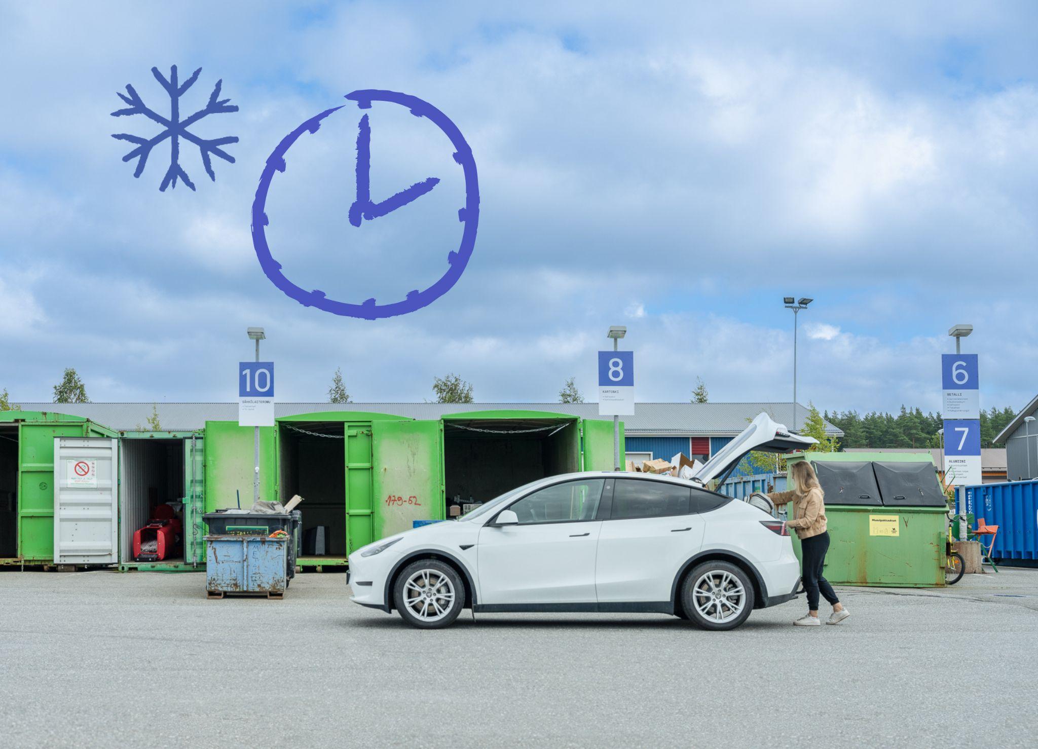 Asiakas lajitteluaseman pihalla.