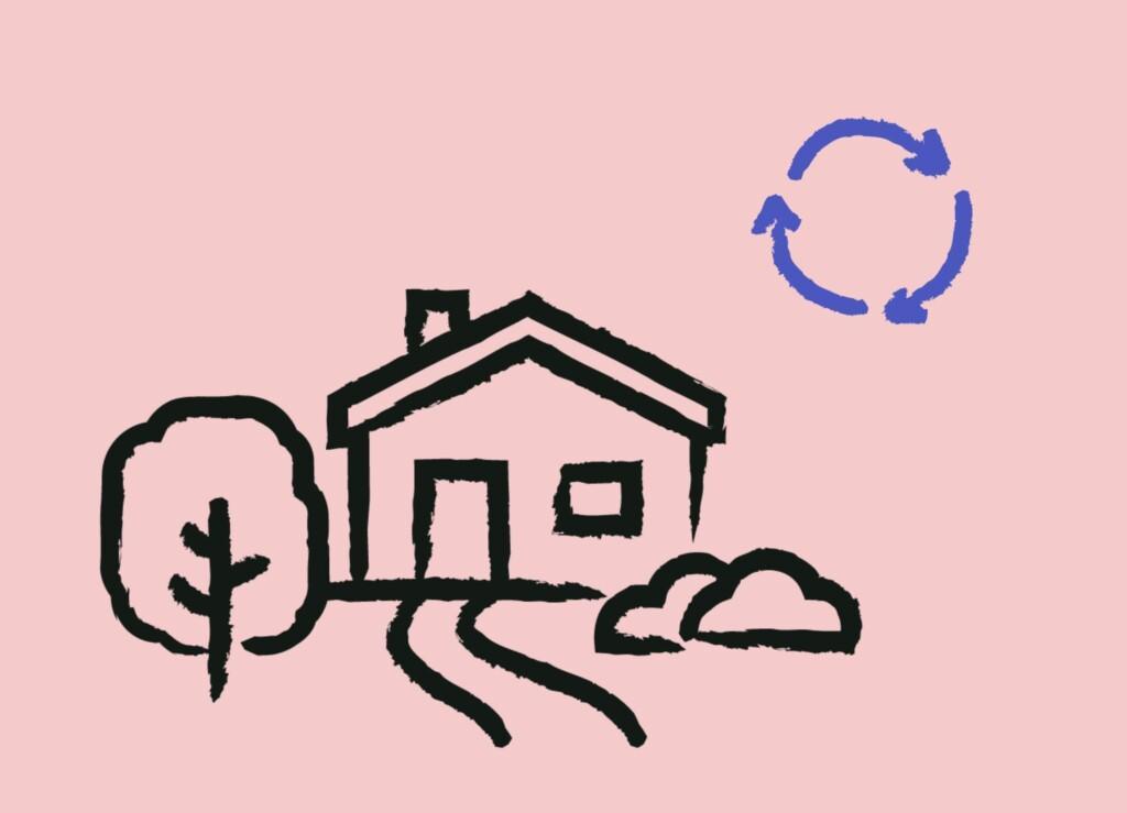 Piirroskuva omakotitalosta